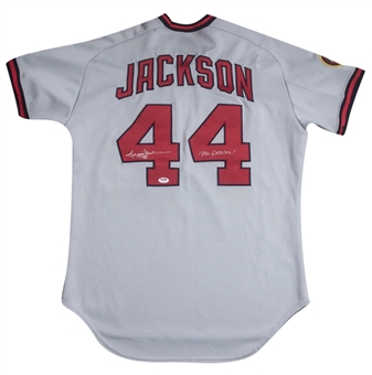 1985 Reggie Jackson Game Used & Signed California Angels Road Jersey (Sports Investors Authentication & PSA/DNA)